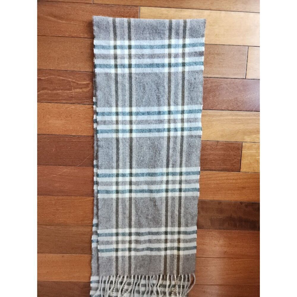 Creagaran Men Grey & Blue Plaid 100% Merino Wool Made in Scotland Scarf OS